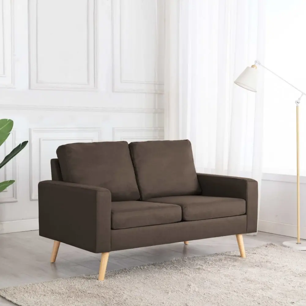 vidaXL 2místná pohovka hnědá textil - 11461.288705