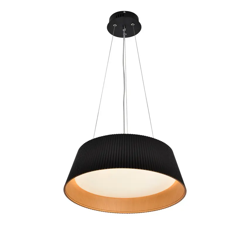 Umbria černá dřevěná závěsná lampa s LED bílým stínidlem