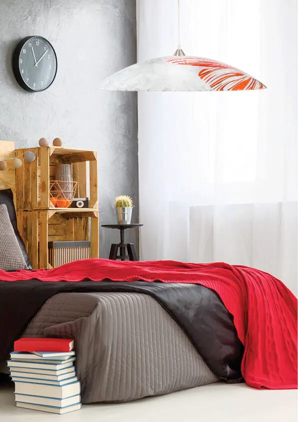 Závěsná stropní lampa s pružinovou e27 červenou barvou