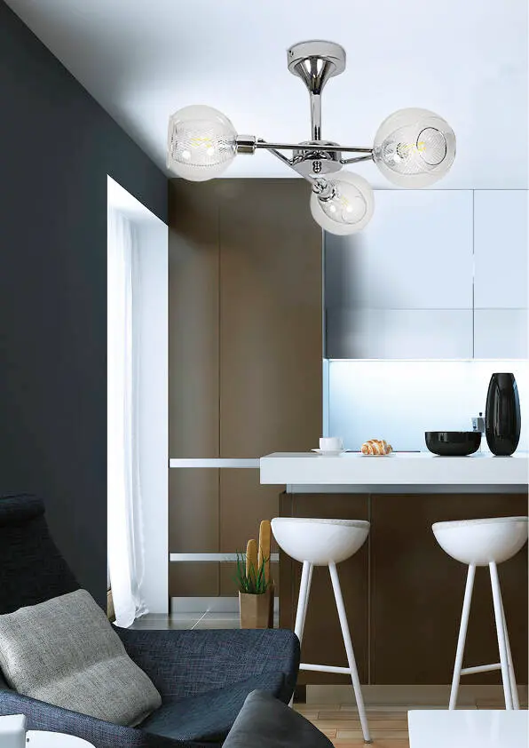 Bezbarvá závěsná lampa s chromovaným košem Ozzo