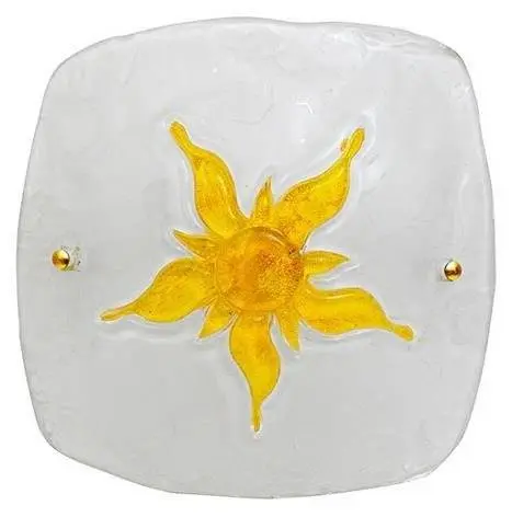 Stropní skleněná lampa Sun bílo-žlutá