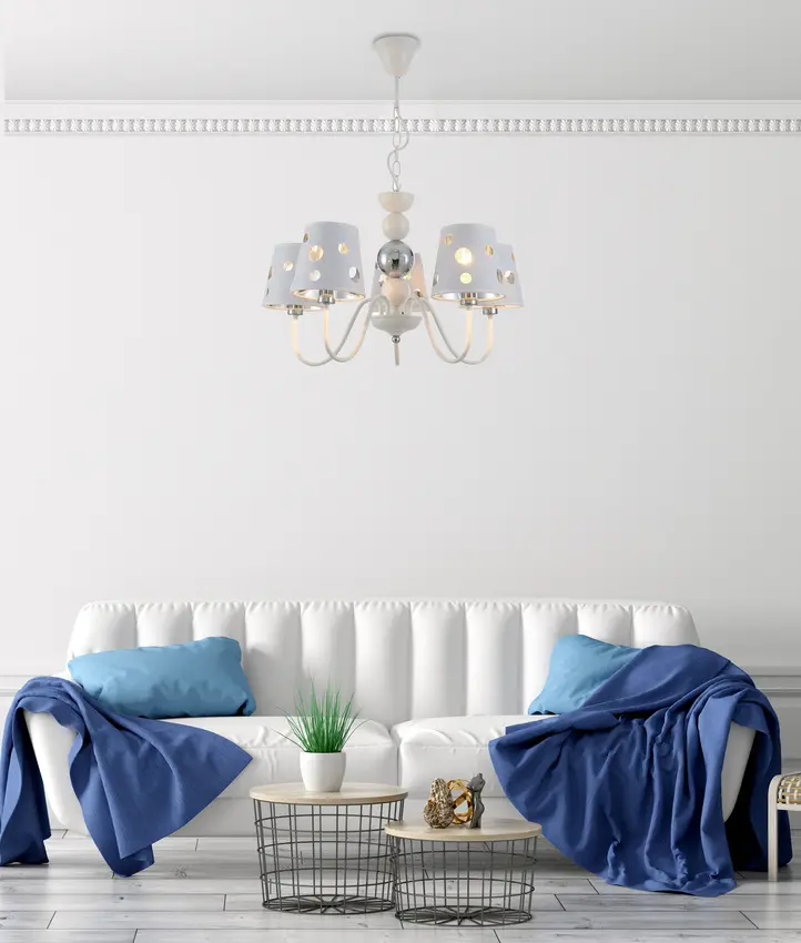Bílý lustrový závěsný lampa 5xE14 Batley Ledea