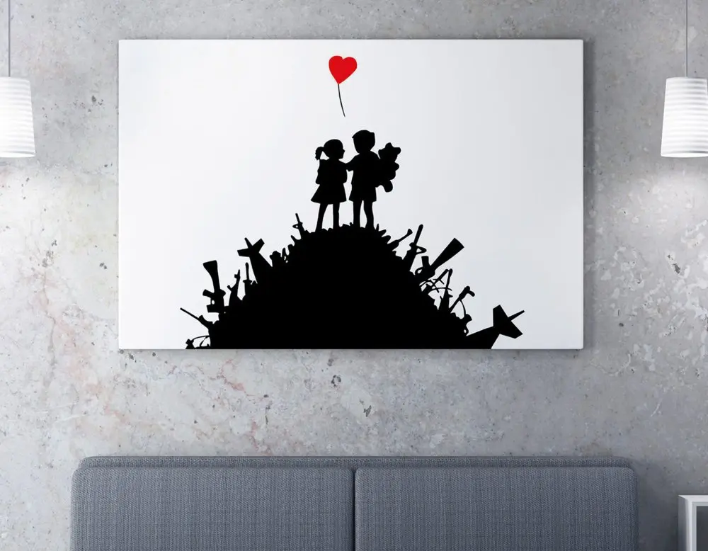 Wallity Obraz na plátně (50 x 70) Banksy Street Art – Láska hojí