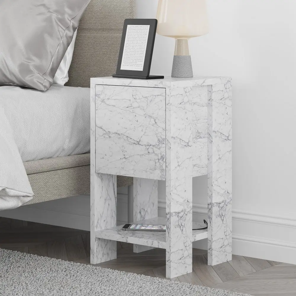 Noční stolek Ema - Carrara Marble