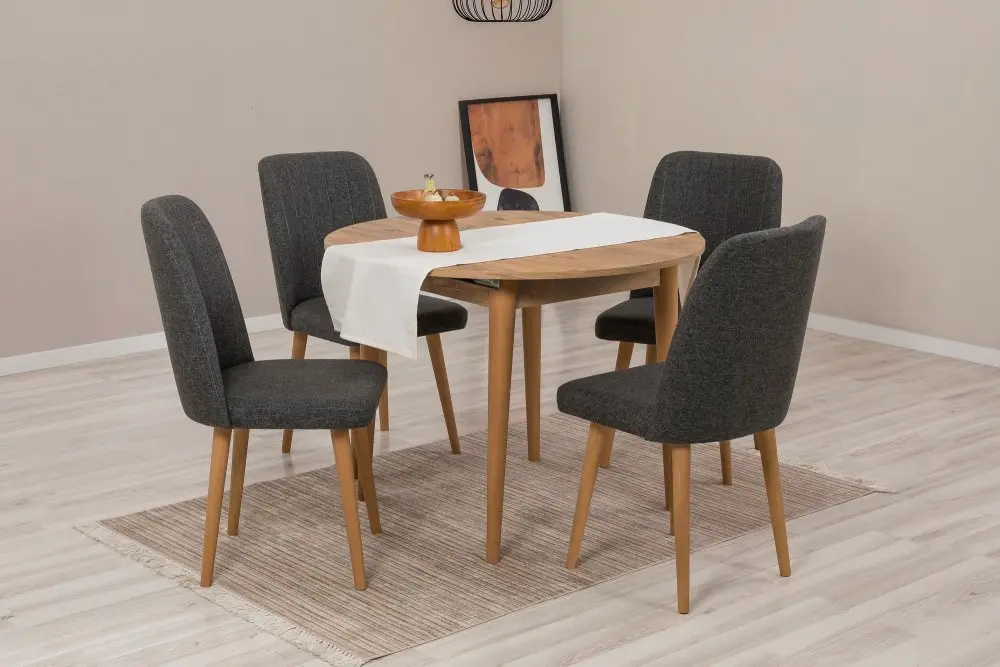 Jídelní set s rozkládacím stolem a židlemi (5 kusů) Vina 1053 - Atlantic Pine, Anthracite