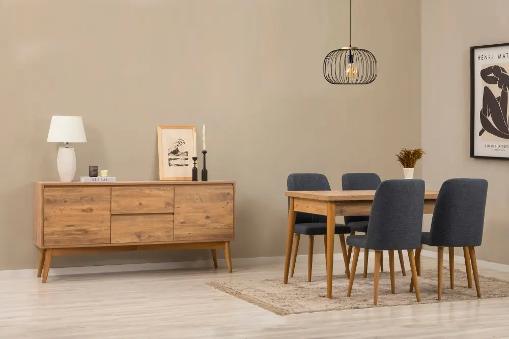 Set s rozkládacím stolem, židlemi a konzolou (6 kusů) Vina 01 1048 - Atlantic Pine, Dark Blue