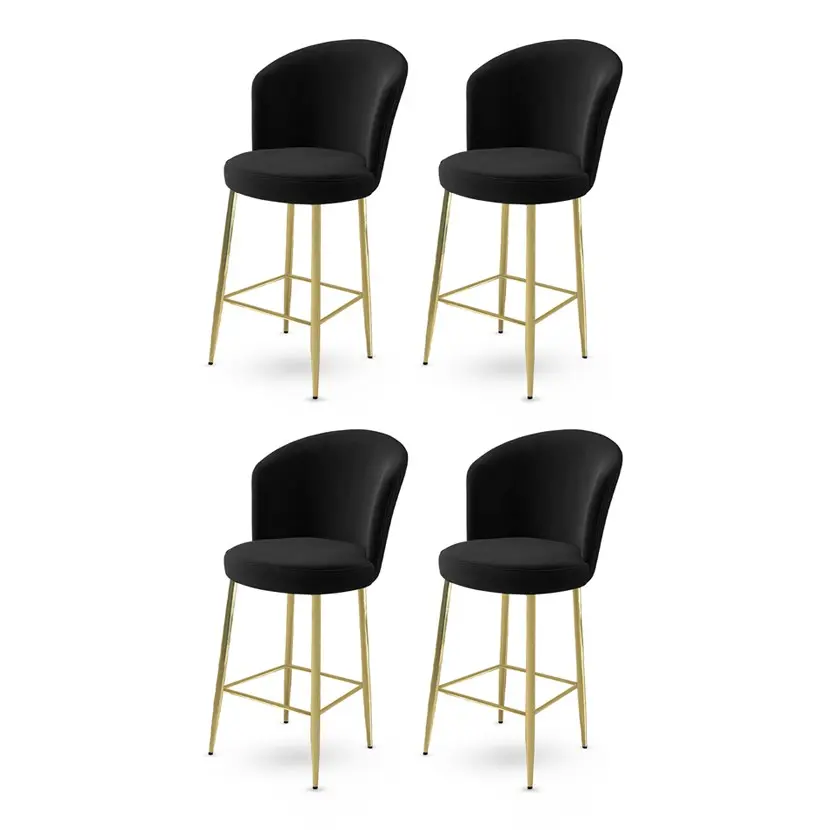 Sada barových židlí Fora Black and Gold, 4 ks, 4 ks