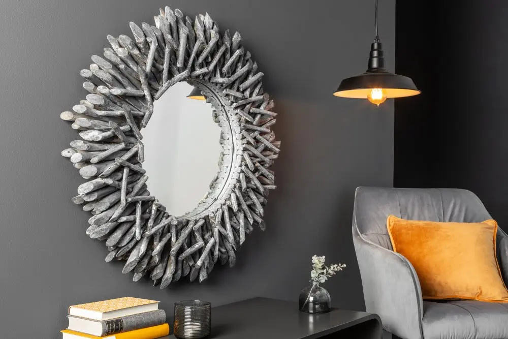 Estila Designové zrcadlo Vista v šedé barvě