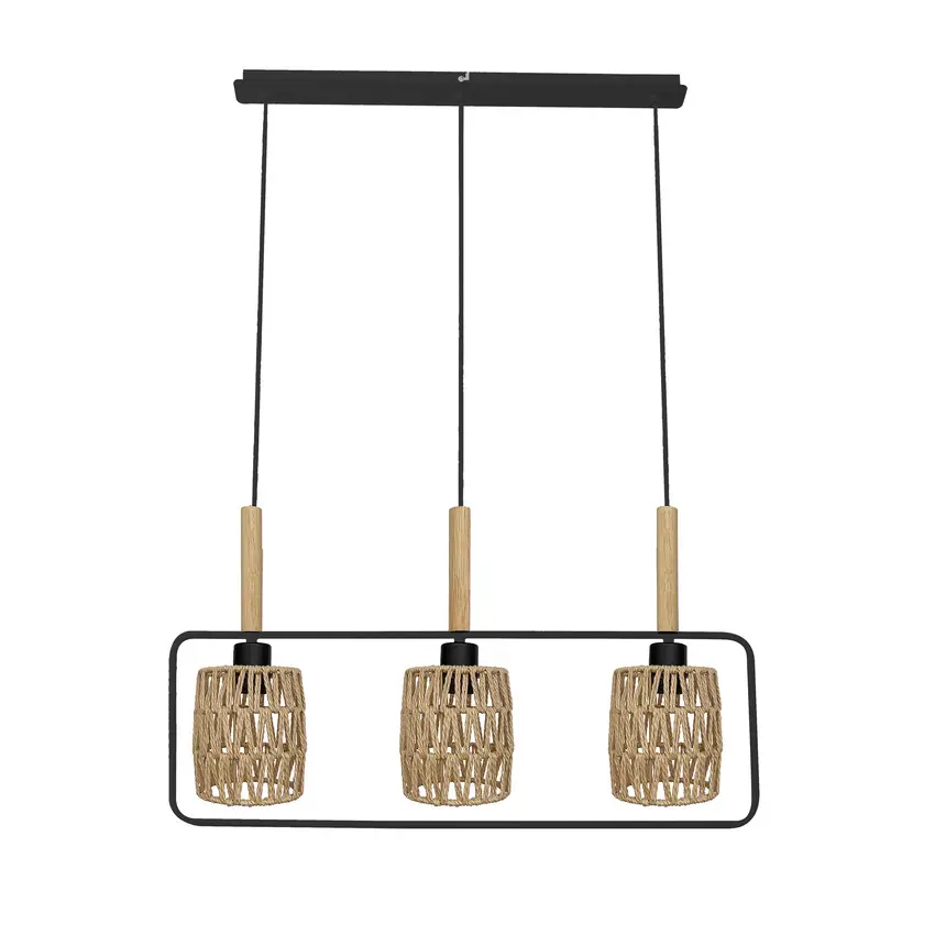 Závěsná lampa Crown, černá, 3x40W, E27, béžové stínidlo