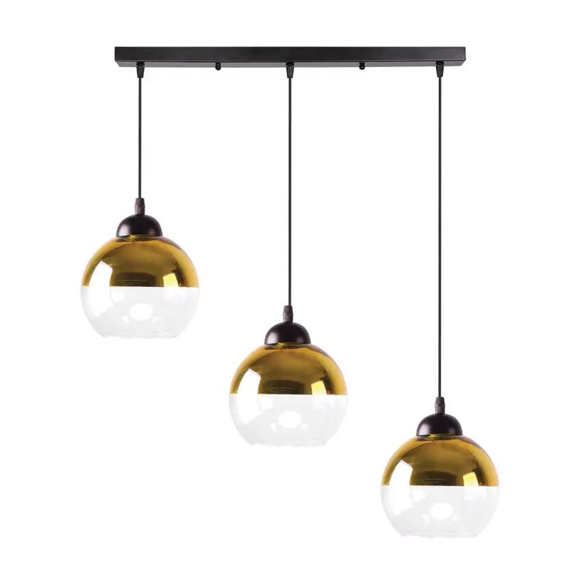 Závěsná lampa Contessa černá 3x40 E27 zlaté stínidlo