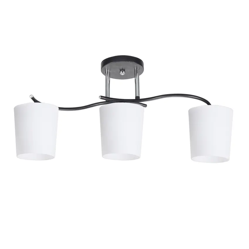 Stropní lampa Esnyr, chrom+černá, 3x40, E27, bílé stínidlo