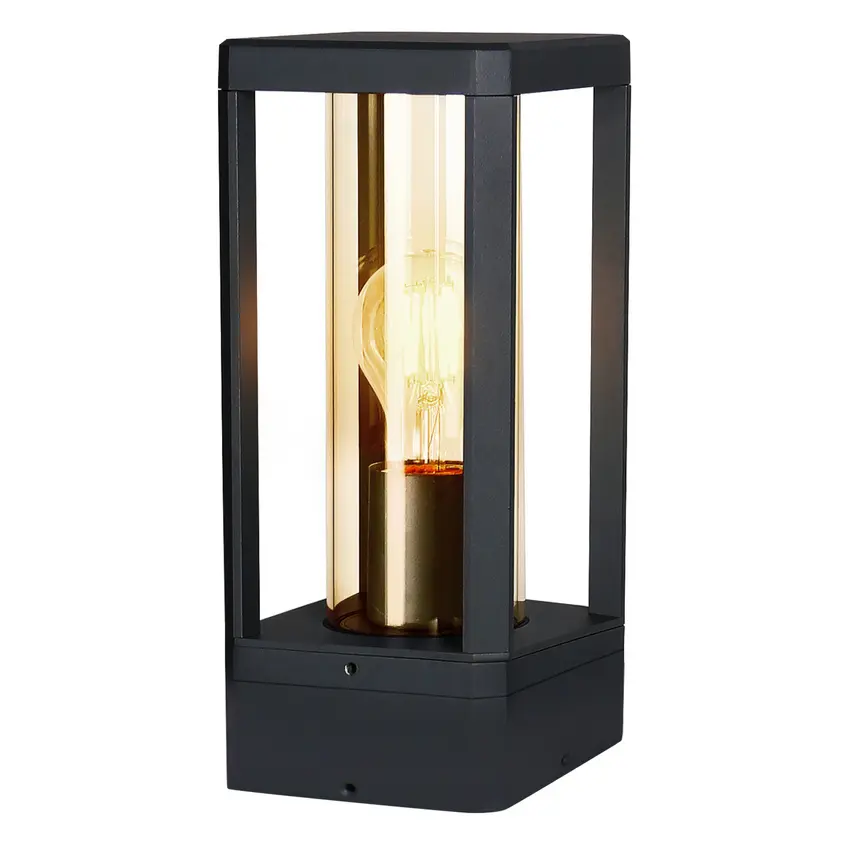 Zahradní lampa CISSUS – černá kovová stojací lampa E27 IP54 – moderní venkovní osvětlení