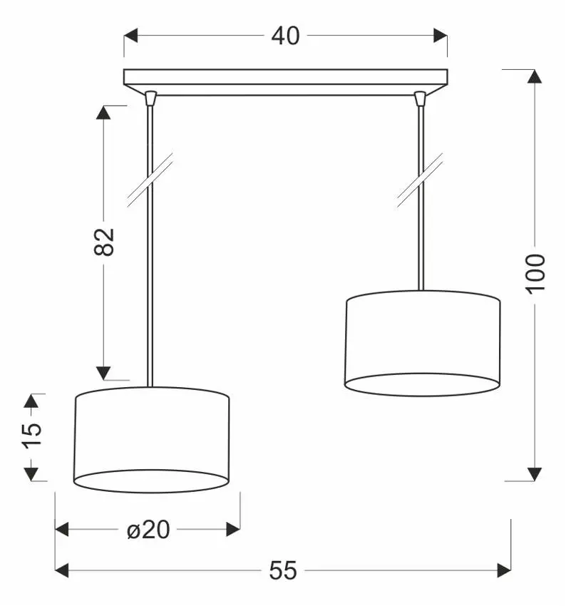 Závěsná lampa PANDY černá 2x40W E27 stínidlo černá+zlatá