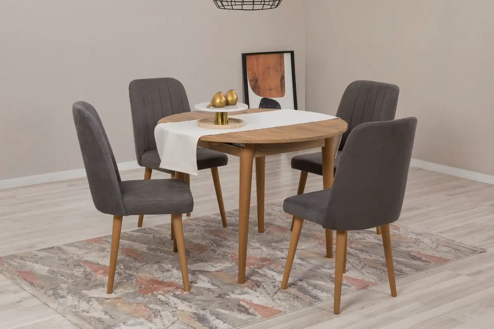 Jídelní set s rozkládacím stolem a židlemi (5 kusů) Vina 1501 - Atlantic Pine, Anthracite