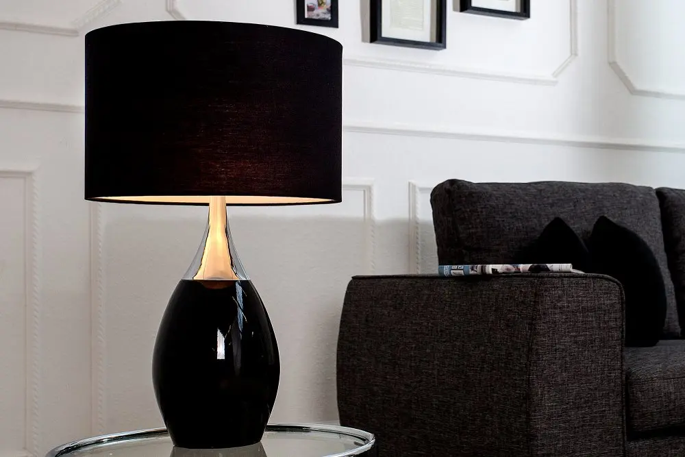 Estila Moderní stylová stolní lampa Carla 60cm černá