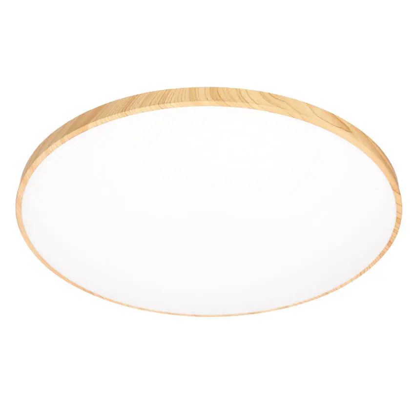 Dřevěná stropní lampa TENS. 48W LED 3000/4000/6000K 59cm bílé stínidlo, dálkové ovládání