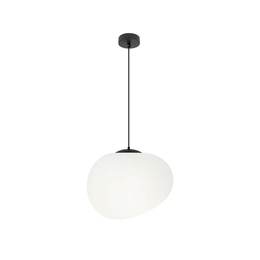 Závěsná lampa STONES 25 cm v japonském stylu - s bílým stínidlem inspirovaným kamenem - minimalistické stropní osvětlení do obývacího pokoje E27