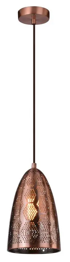 Závěsná stropní lampa Sphinx kužel E27 prolamovaná měděná