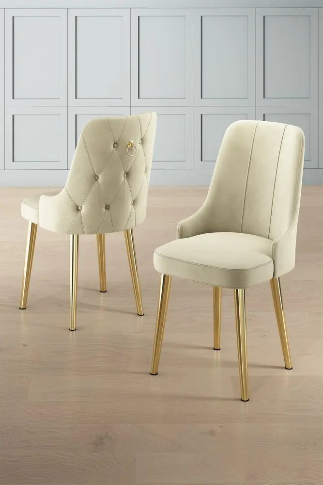 Sada židlí (2 kusy) Newa - Cream, Gold
