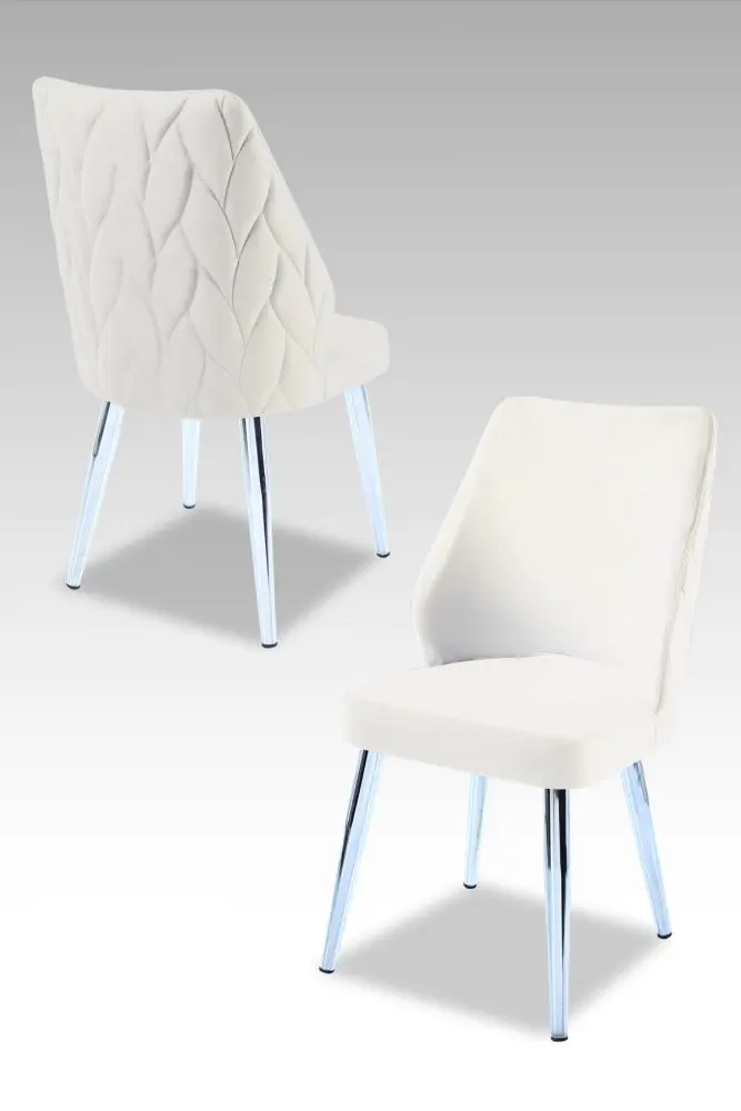 Sada židlí (4 kusy) Pufi - Cream, Chrome