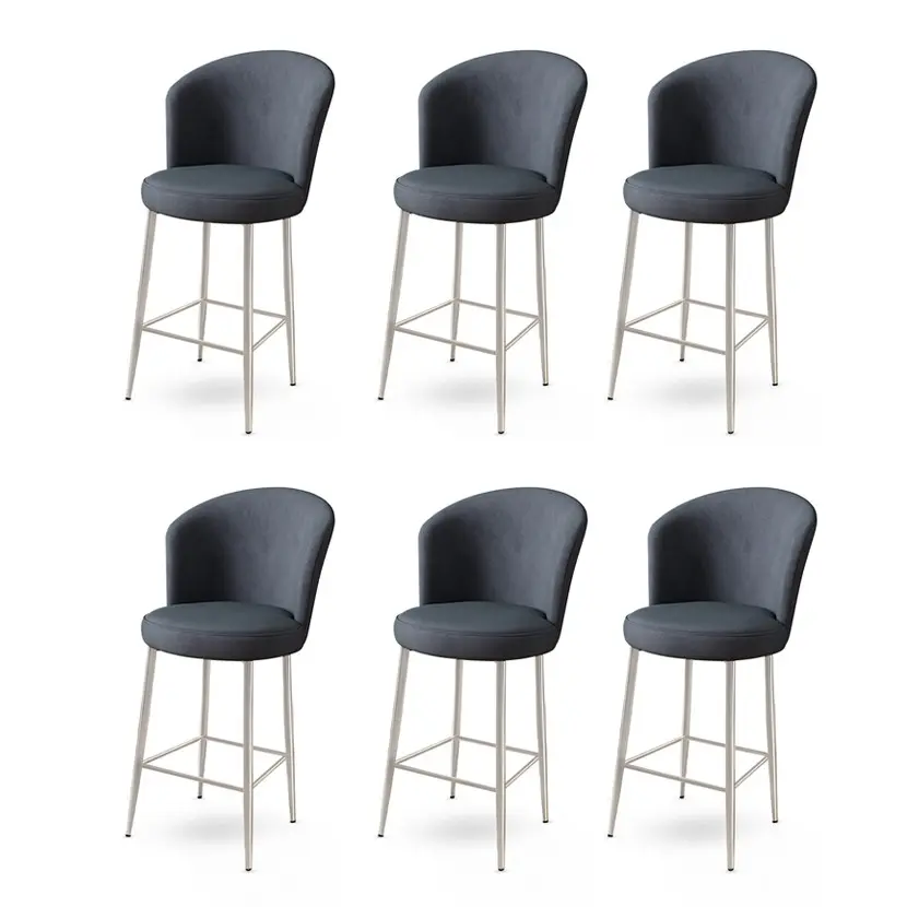 Bar Stool Set (6 Pieces) Fora - Anthracite, Chrome
