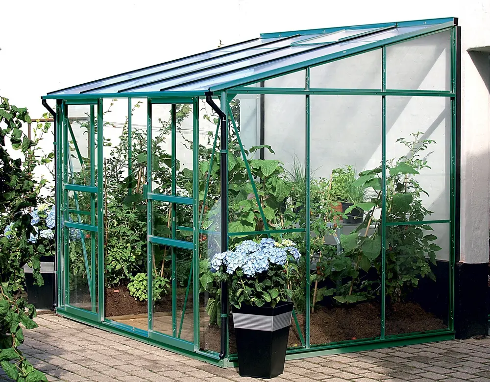Skleník ke stěně VITAVIA IDA 5200 polykarbonát zelený Dekorhome