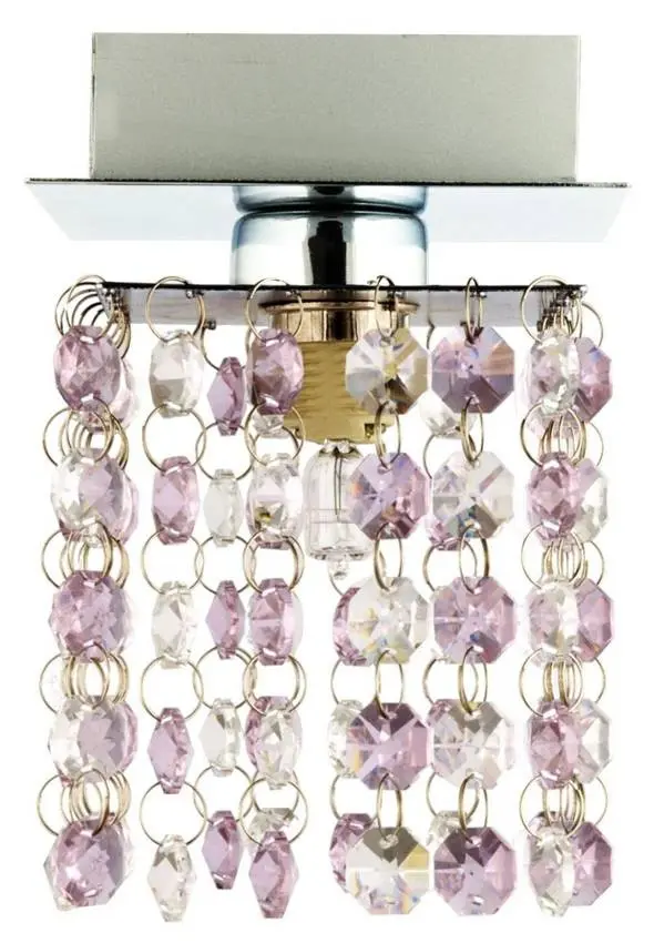 Stropní lampa G9 Classic chrom/fialové křišťálové světlo