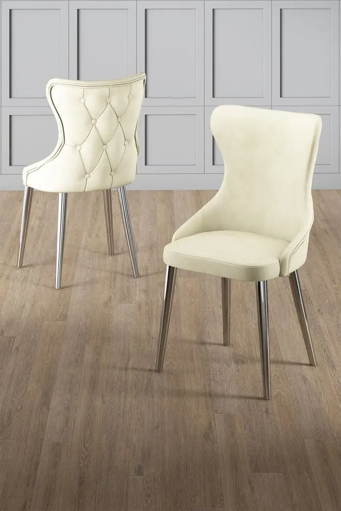 Sada židlí (4 kusy) Alpa - Cream, Chrome