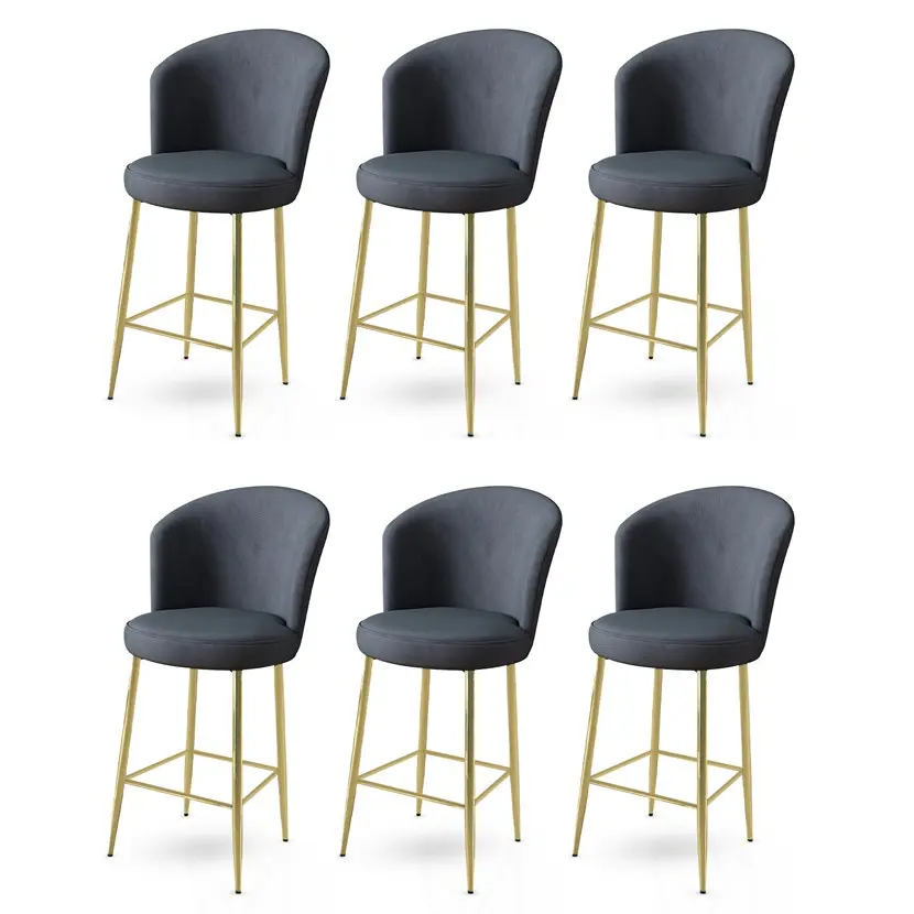 Bar Stool Set (6 Pieces) Alte - Anthracite, Gold