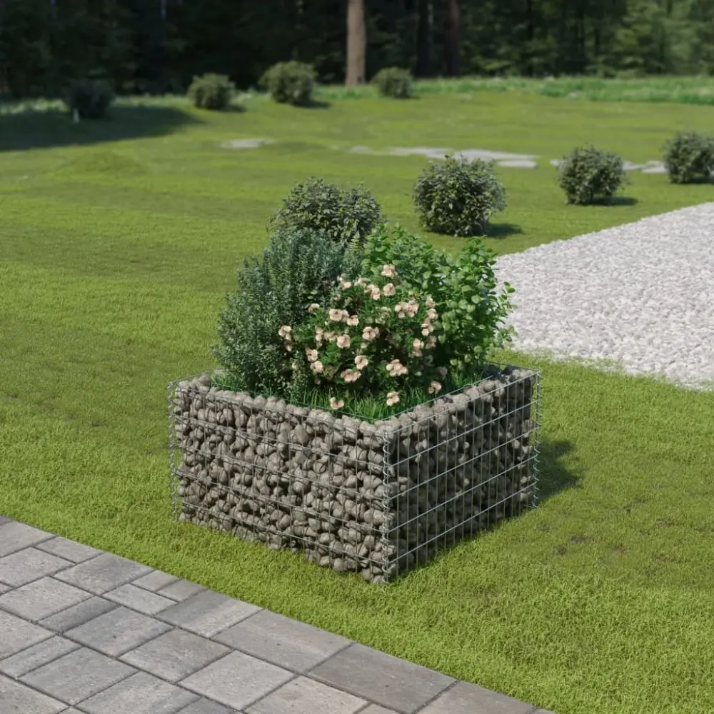 vidaXL Gabionový vyvýšený záhon pozinkovaná ocel 90 x 90 x 50 cm - 11461.143557