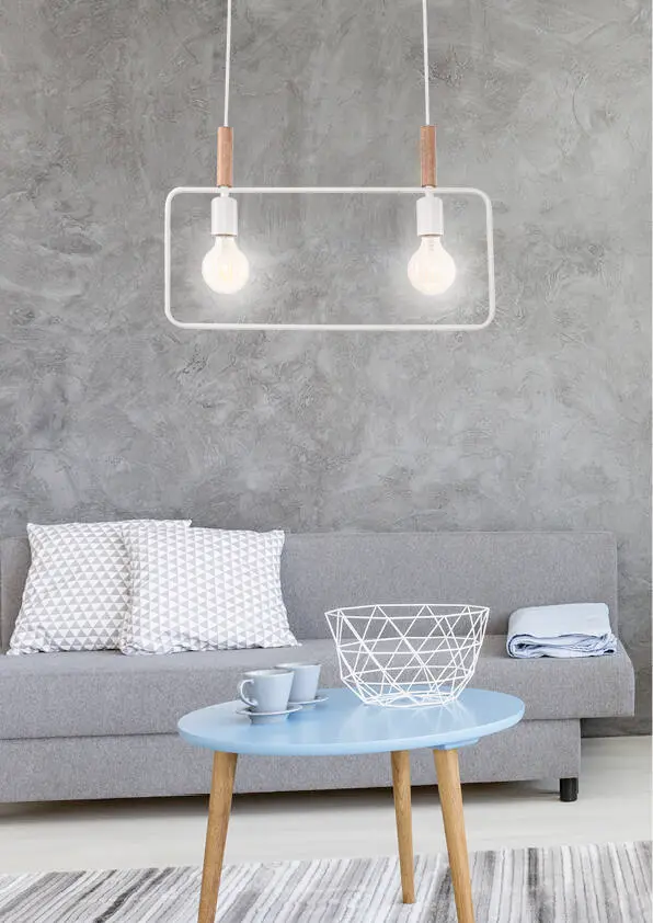 Závěsná lampa bílá s nastavitelnou výškou 2x60W E27 s rámem