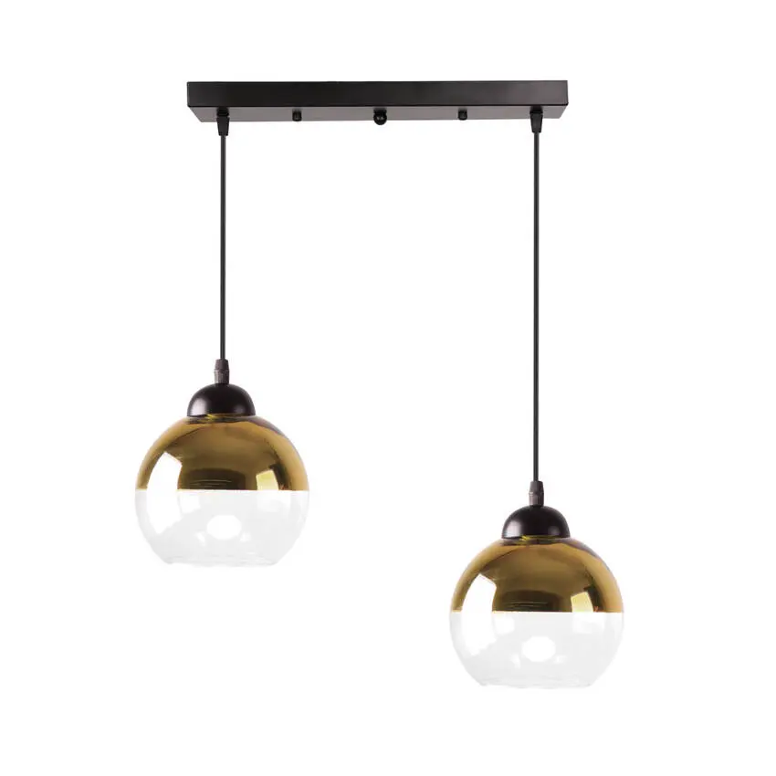 Závěsná lampa Contessa černá 2x40 E27 zlaté stínidlo