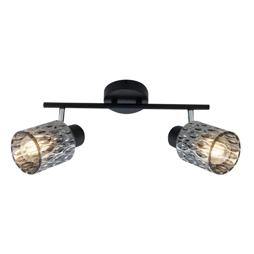 Stropní lampa Bill, černá, 2x40W, E27, kouřové stínidlo