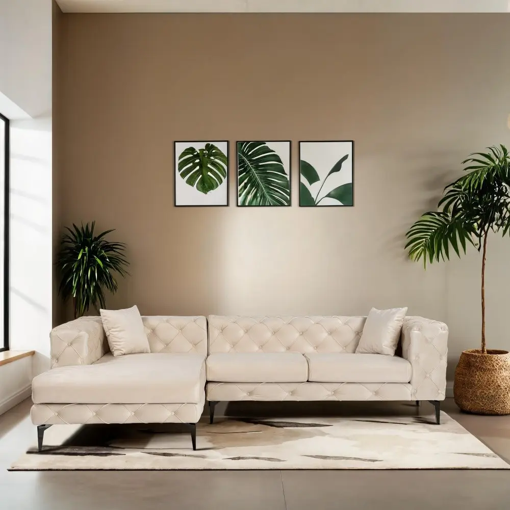 Rohová sedací souprava Como Eco Left - Beige, Black