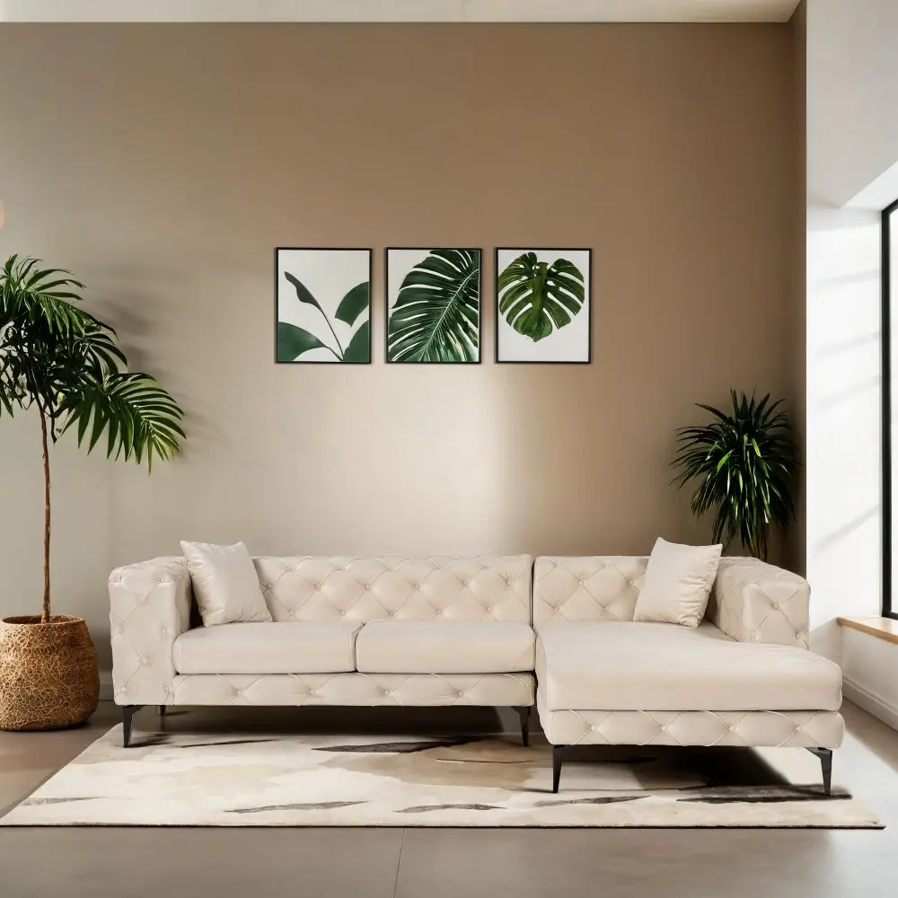 Rohová sedací souprava Como Eco Right - Beige, Black