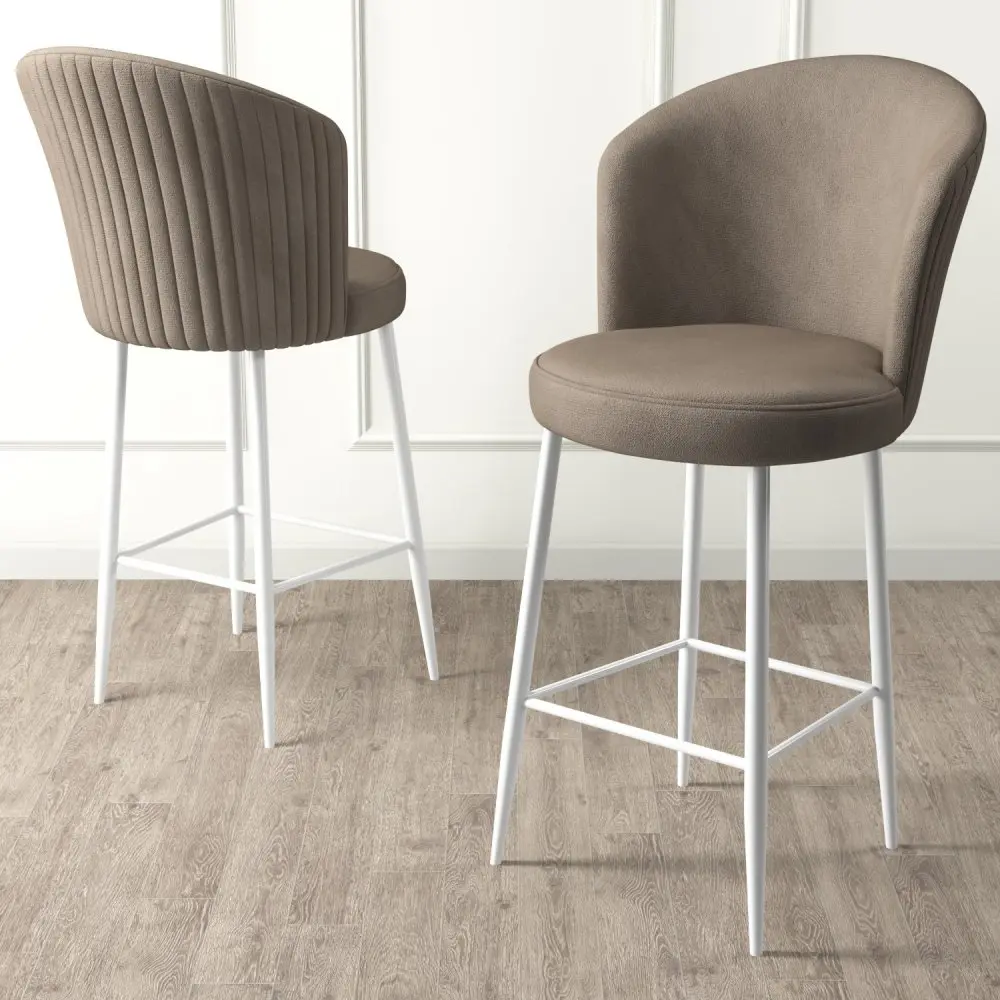 Bar Stool Set (6 Pieces) Fora - Cappuccino, White