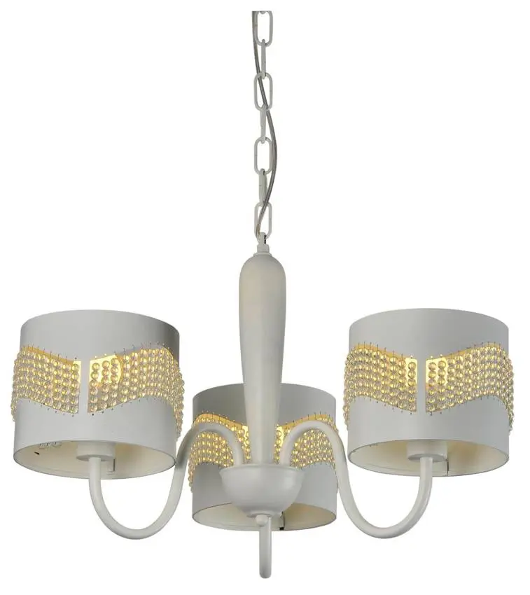 Bílá závěsná lampa s korálky Antonio
