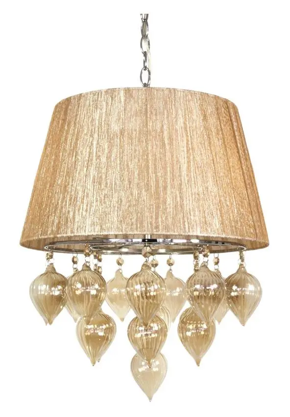 Závěsná lampa Elissa v šedé a béžové barvě na řetízku