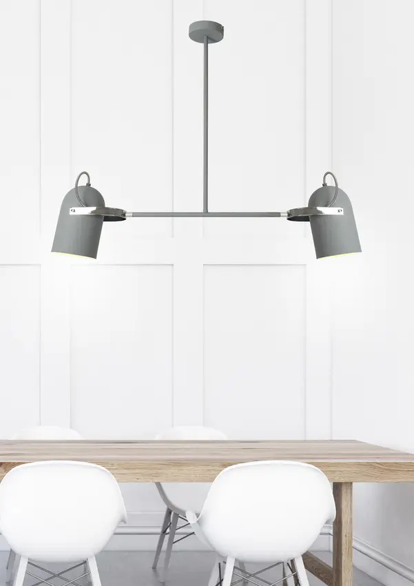 Šedá závěsná stropní lampa 2X40W E27 ŠEDÁ