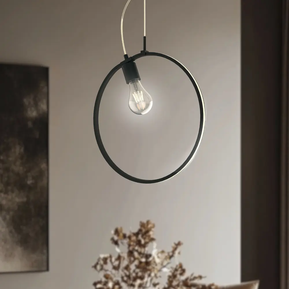 APETI SKIROS závěsná lampa 1xE27 + LED 12W černá