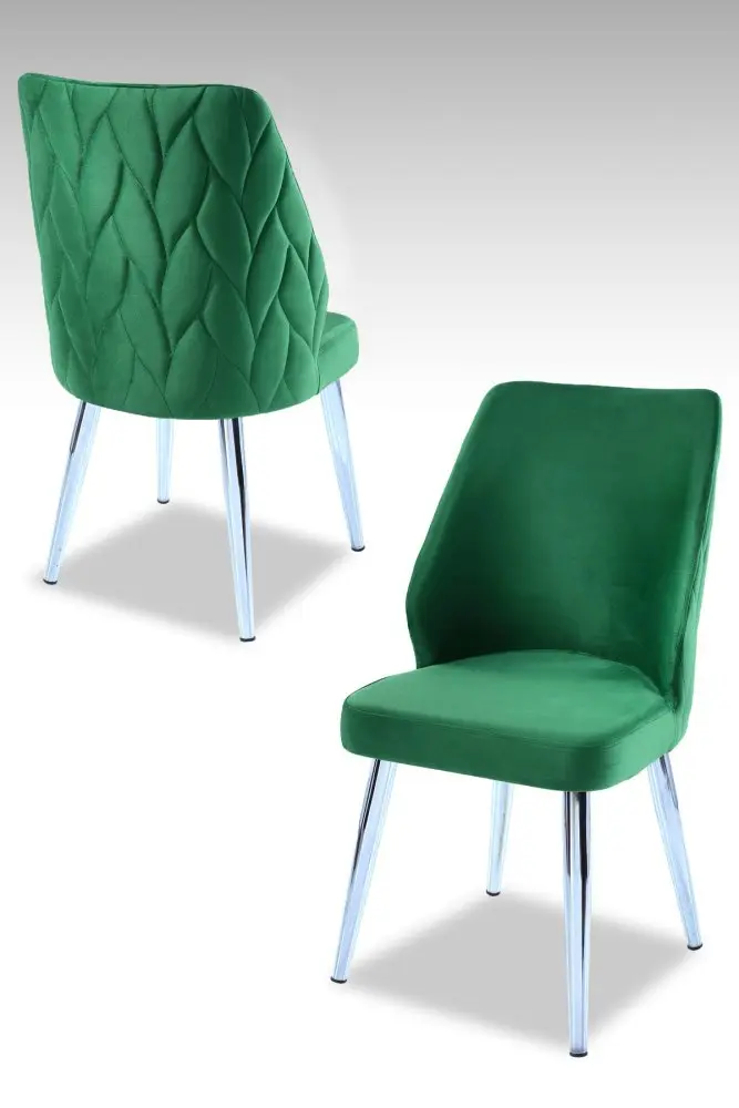 Sada židlí (4 kusy) Pufi - Green, Chrome