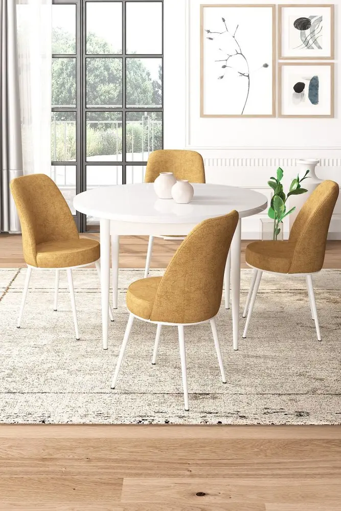 Dining Table & Chairs Set (5 Pieces) Tor - White, Cappuccino