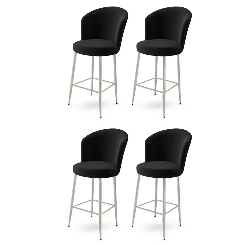 Bar Stool Set (4 Pieces) Fora - Black, Chrome