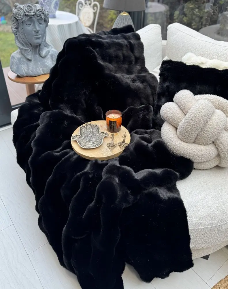 Sofa Shawl Bubble 200x75 - Black