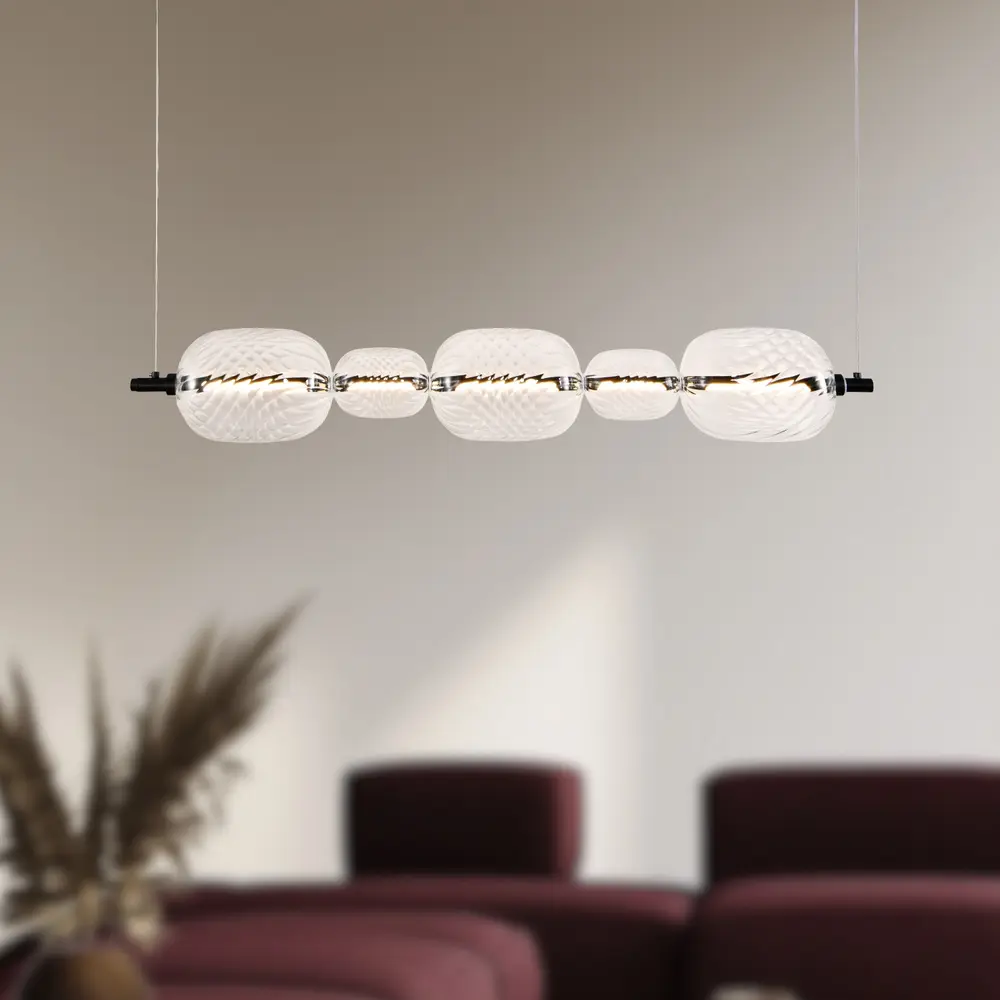 PLAYA lampa wisząca czarny pozioma 15W LED 3000K klosz bezbarwny