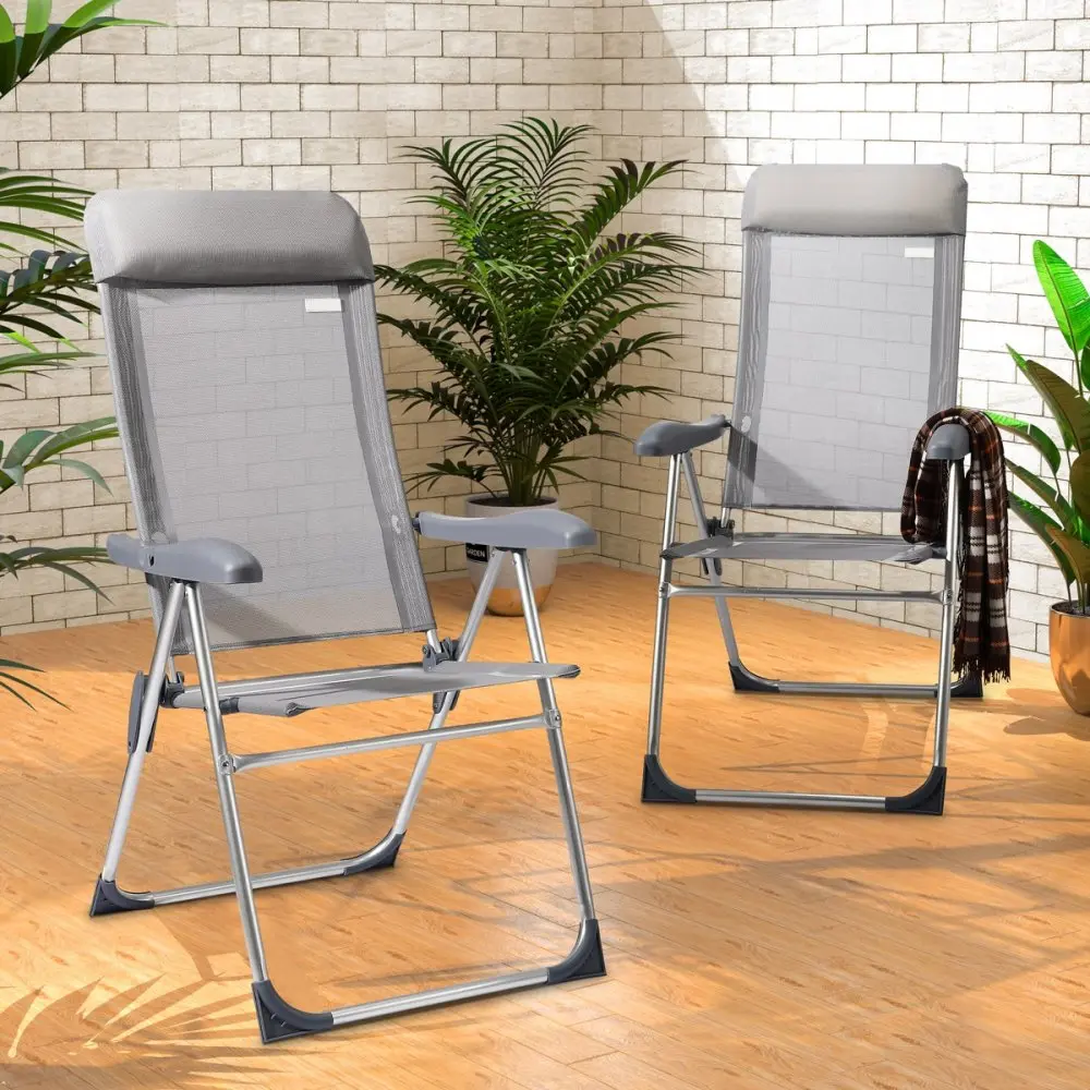 DB Garden Sada 4 ks skládacích zahradních židlí Shaffer šedá