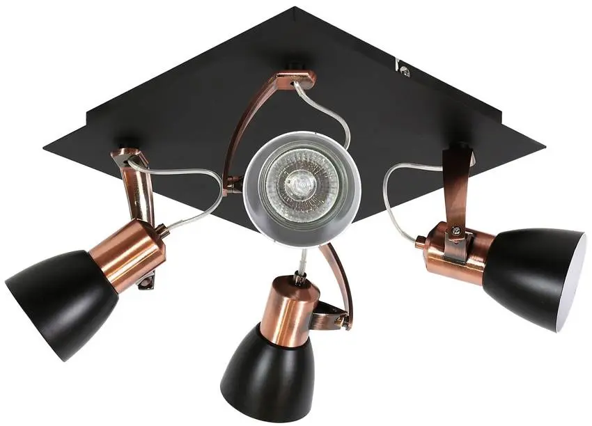 Stropní lampa Markus v černé a měděné barvě