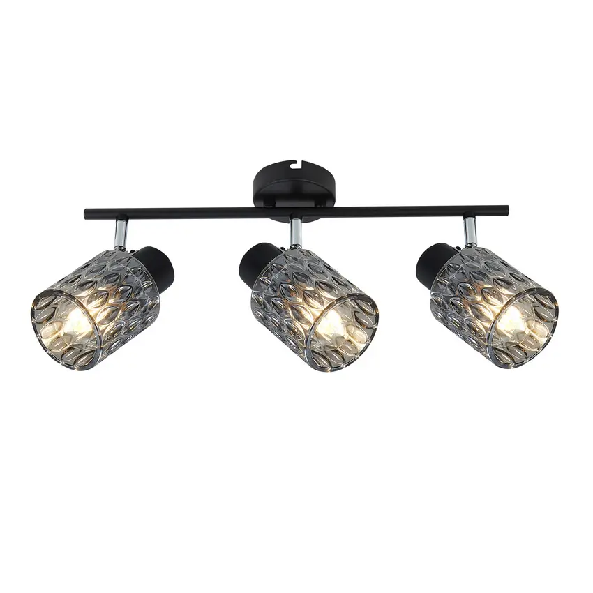 Stropní lampa Bill, černá, 3x40W, E27, kouřové stínidlo