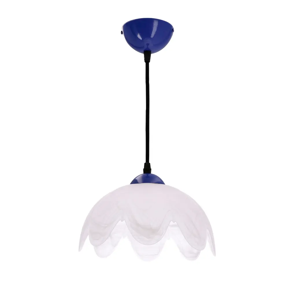 Závěsná lampa COLORI chrpově modrá 1x60W E27 s bílým stínidlem, moderní svítidlo do obývacího pokoje, ložnice, kuchyně, jídelny, interiéru domu