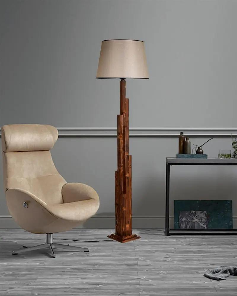 Opviq Stojací lampa Yanik III 165 cm hnědá/béžová